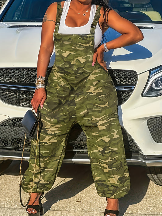  Camo Print Criss Cross Overalls