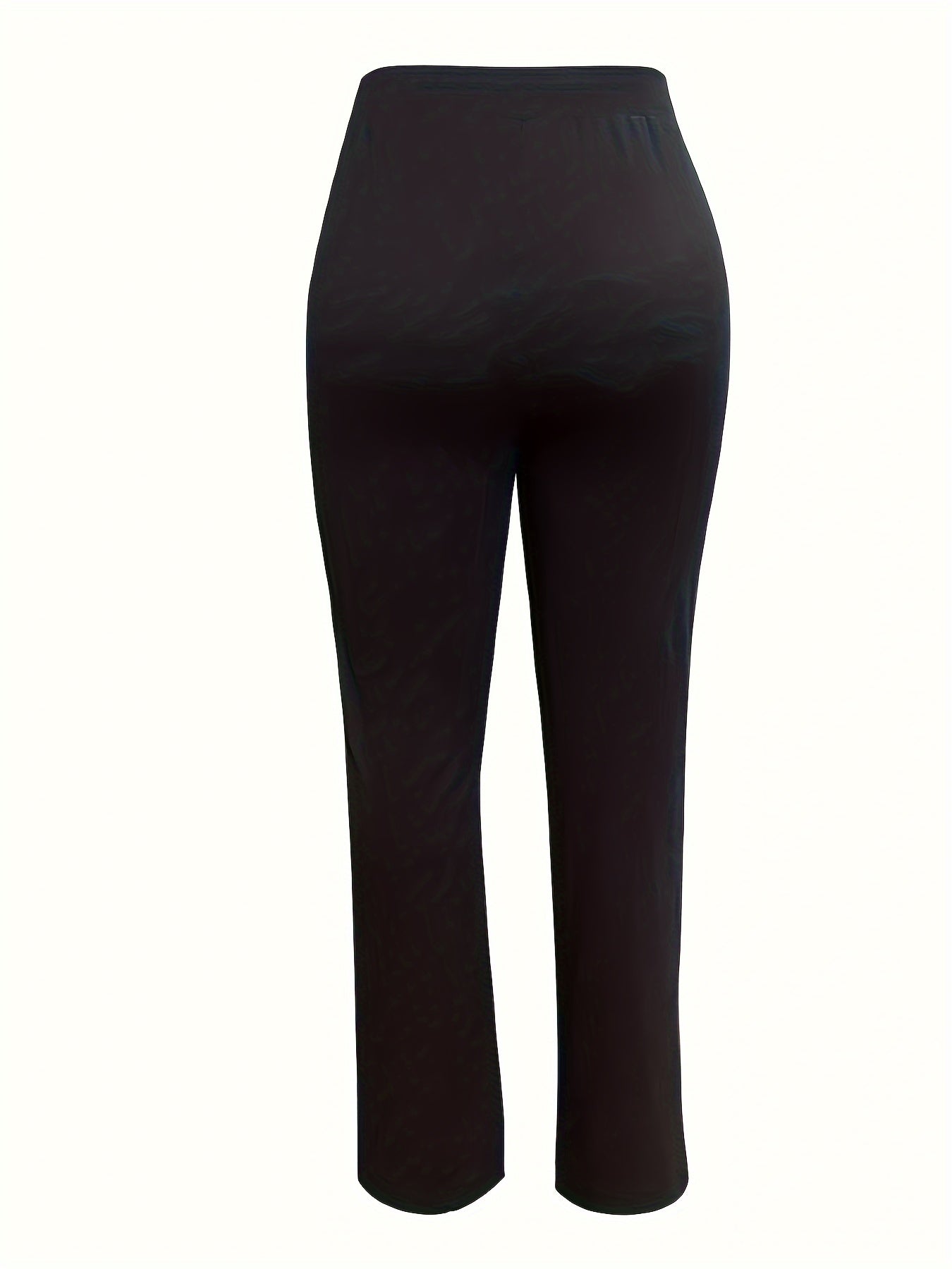  Solid High Rise Straight Leg Pants With Pockets