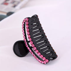 Pink Rhinestone Hair Claw Ponytail Holder Women Girls Hair Claw Clip