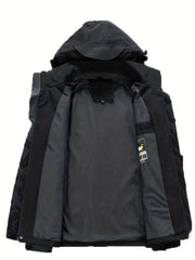 Men's Waterproof Hooded Windbreaker Jacket Zipper Pockets Coat