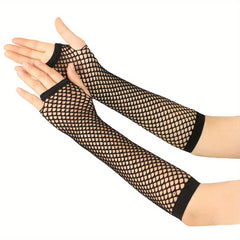 Y2K Candy Fishnet Gloves Bright Fingerless Gloves Elastic Decorative
