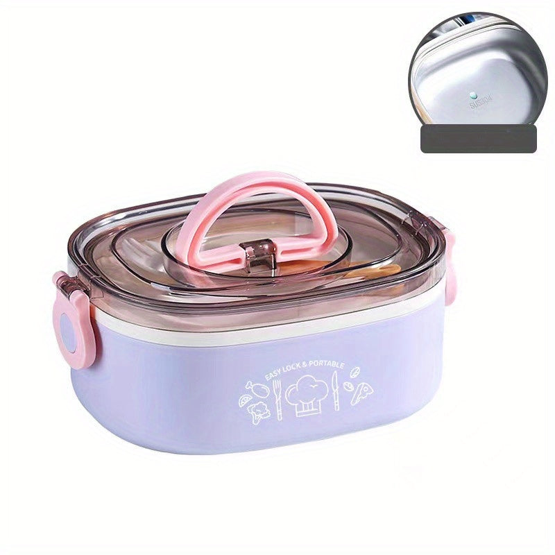 Stainless Steel Lunch Box 2 Layer Bento Box Portable Adult Canteen