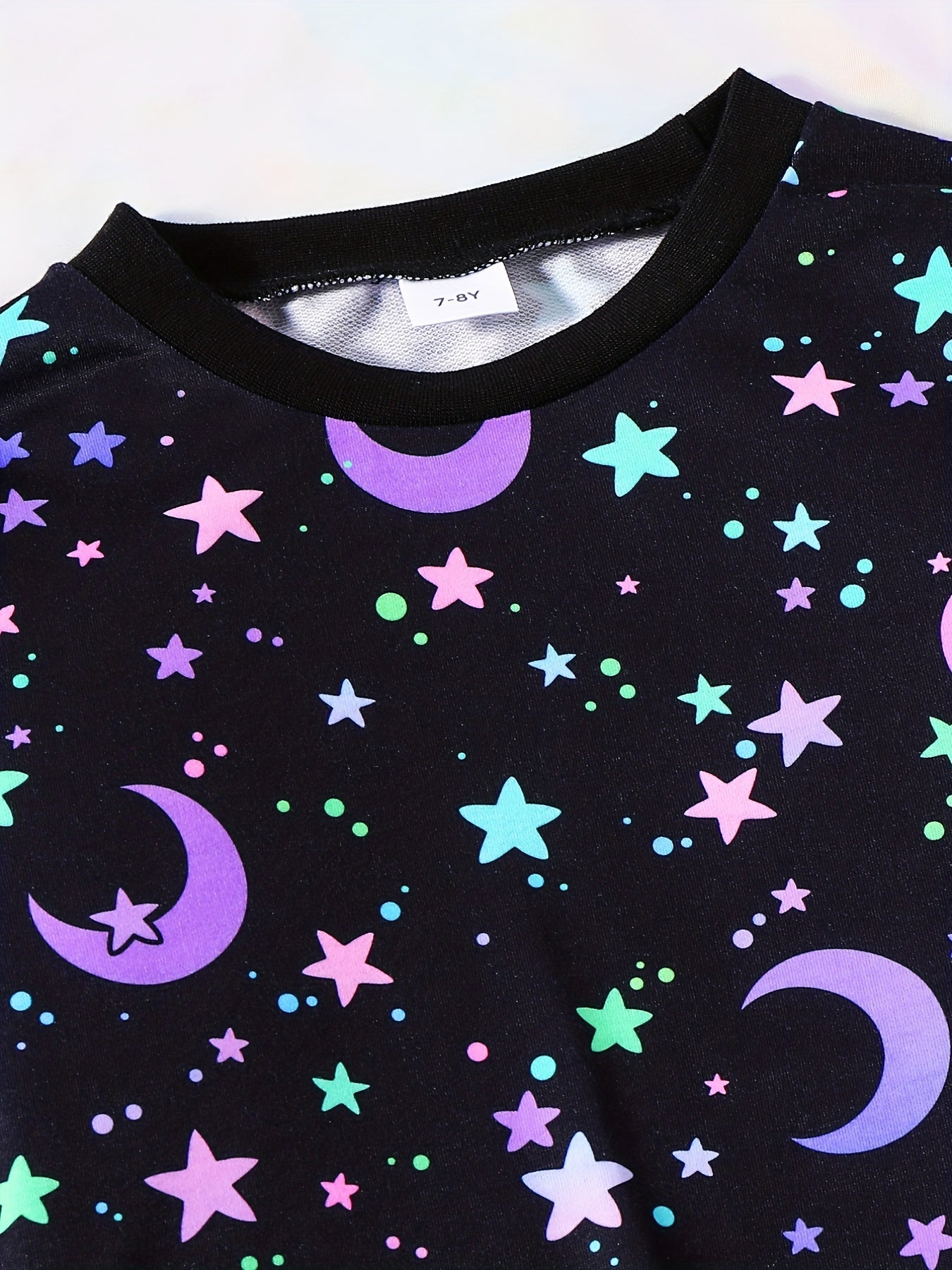 Star & Moon Reflective Girl's 2pcs Sweatshirt & Sweatpants Set