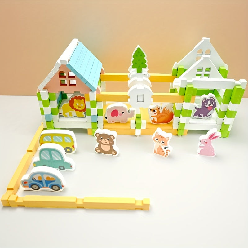 120pc Wooden Building Blocks, Educational Toy for Kids