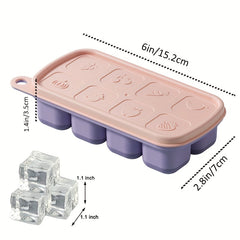 Silicone Ice Cube Tray with Lid, 8 Cubes, Easy Release, Cocktails