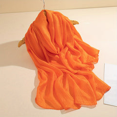 Fluffy Gauze Long Scarf Hijab Solid Shawl Women Turban Windproof Head Wrap