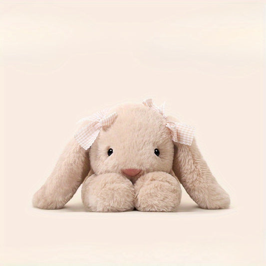 Plush Rabbit Toy with Pink Bow Soft Stuffed Animal