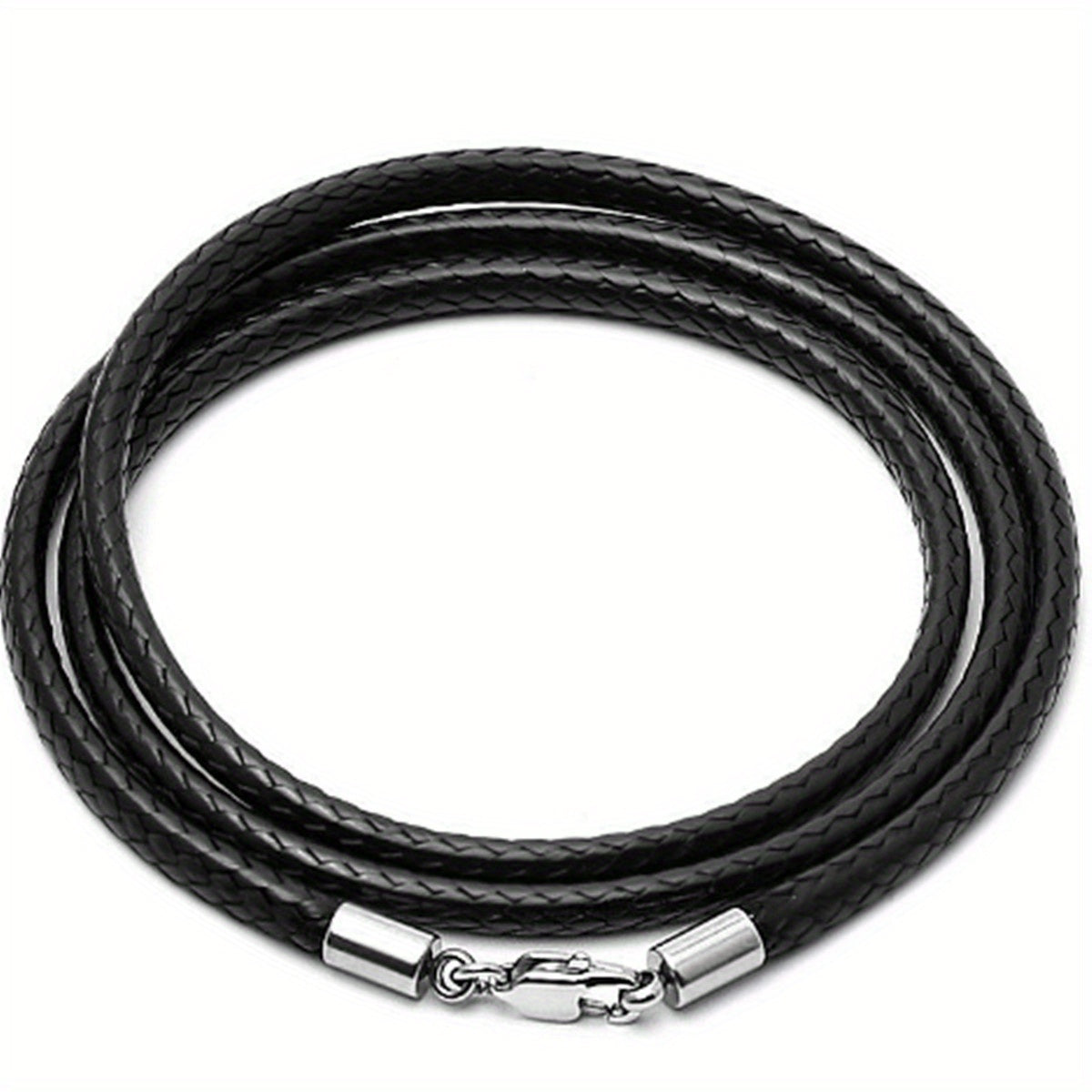 Men 3mm Wax Cord Choker Necklace Stainless Steel Clasp 16