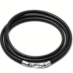 Men 3mm Wax Cord Choker Necklace Stainless Steel Clasp 16