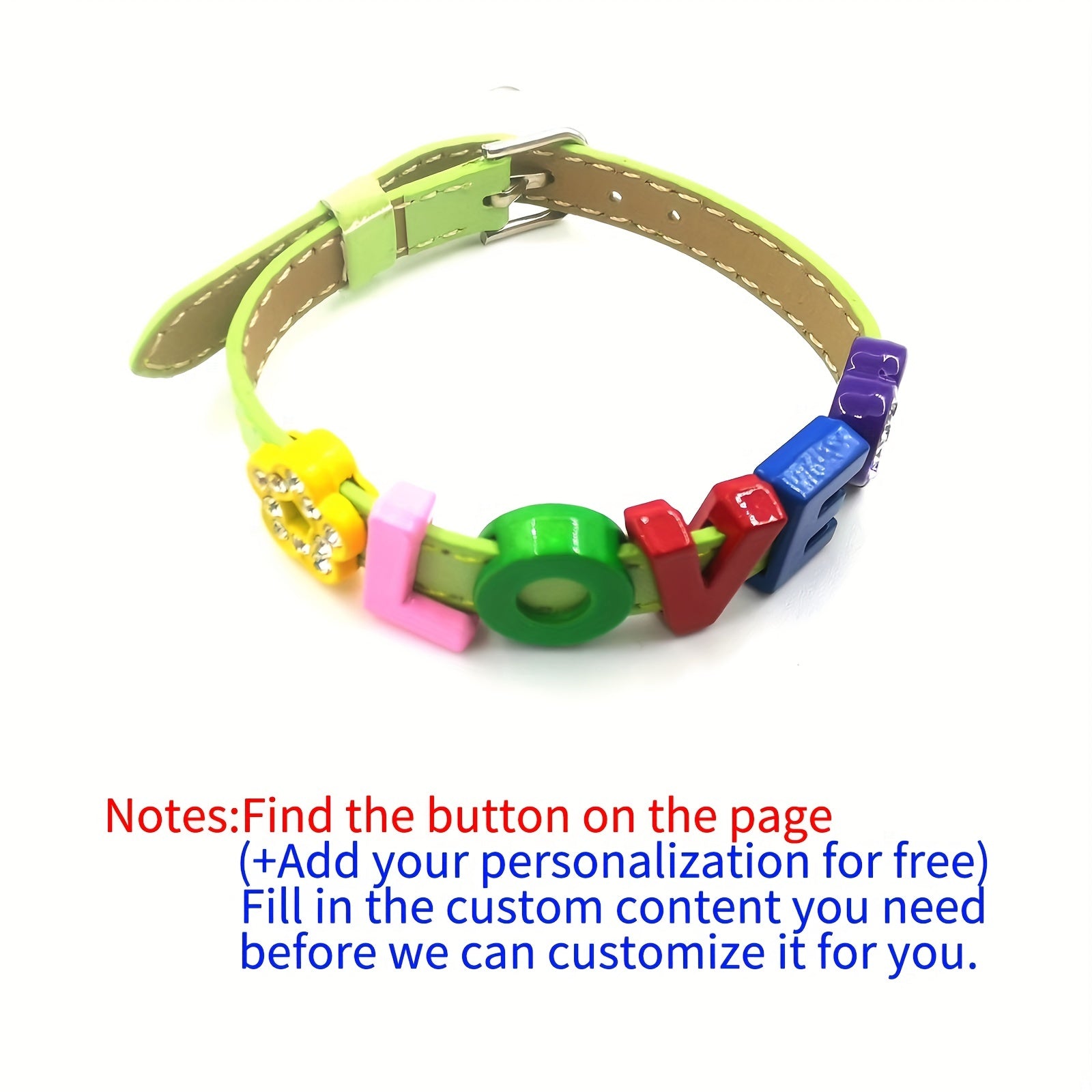 Personalized Light Green Pet Memorial Bracelet with Colorful Letters