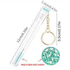 Mascara Wands Crystal Eyelash Spoolies Eyebrow Brush Reusable Key Chain Tube