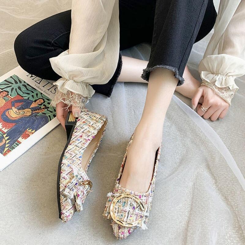 Women's Pointed Toe Loafer Shoes Lightweight Knit Slip On