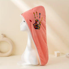 Colorful Palm Pattern Hair Drying Cap Soft Towel