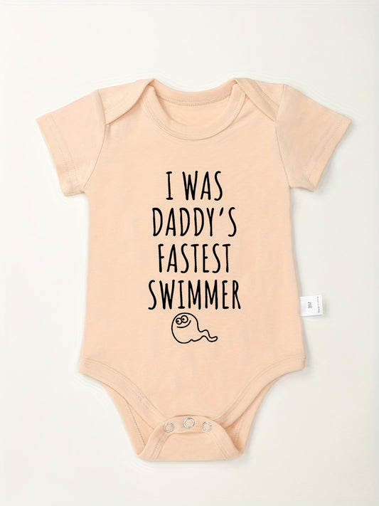 Baby Boys Fastest Swimmer Print Romper For Summer
