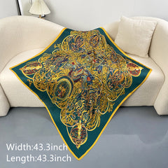 Silk Retro Orange Green Warm Shawl
