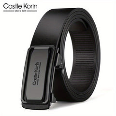 Men's Leather Inner Wear Belt Auto Buckle Casual 47.24in Length