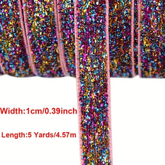 5 Yards 10mm Glitter Velvet Ribbon DIY Gift Wrapping Hair Bows Wedding Party