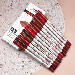 12 Piece True Lips Lip Liner Pencil Set Matte Waterproof Assorted Colors