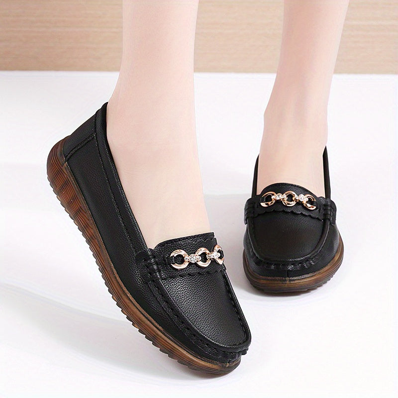 Rhinestone Flat Loafers Soft Sole Non Slip Shoes Women's Walking Flats