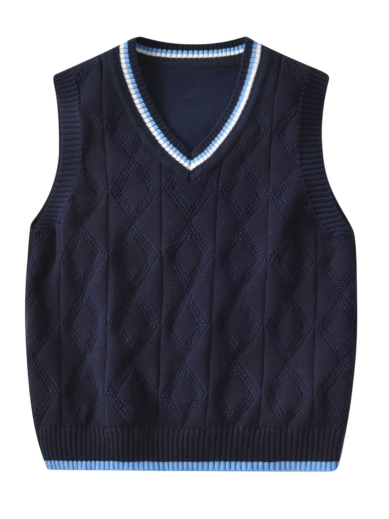 Kids College Style Sweater Vest Knitted Pullover