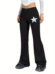  Star Print Skinny Flared Pants