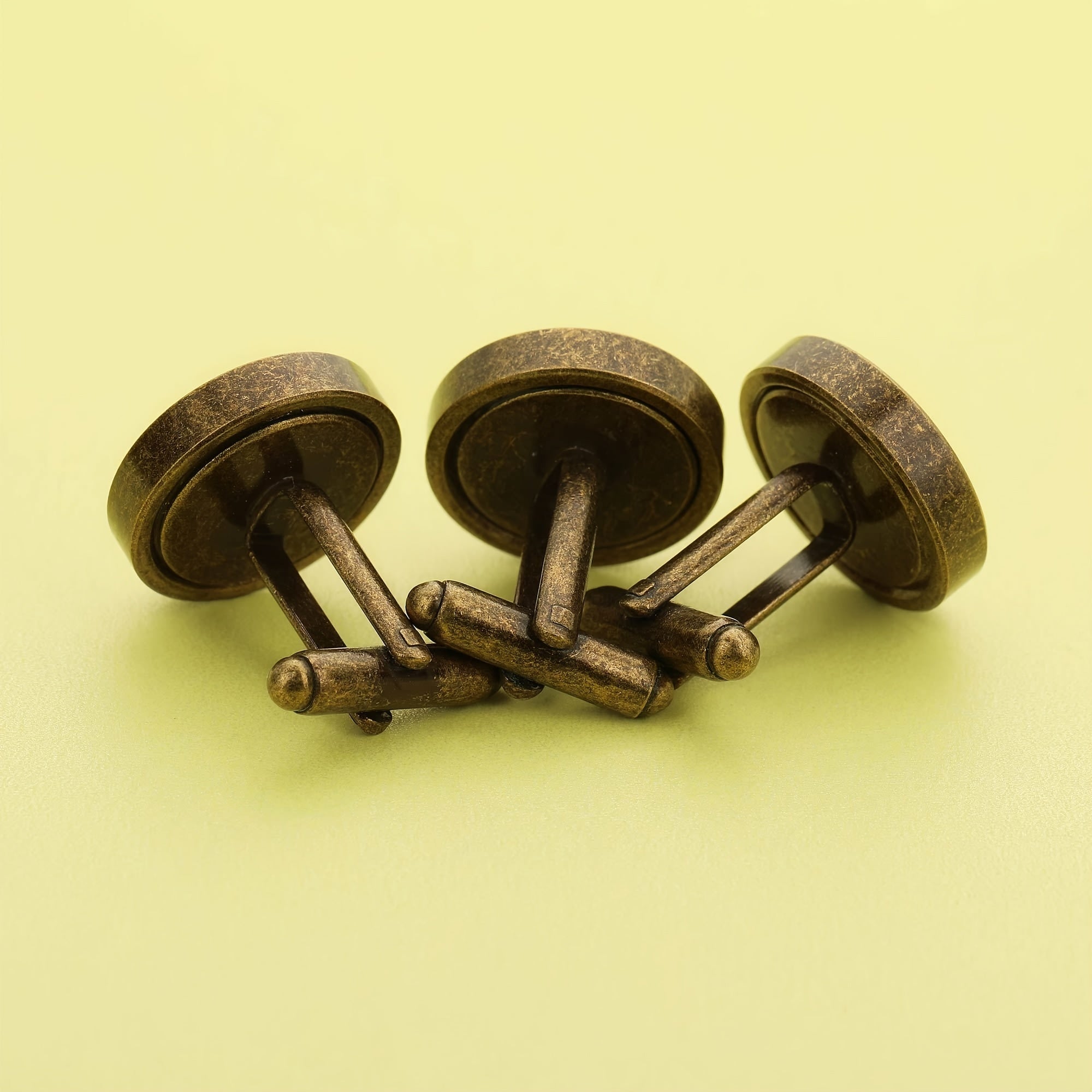 1 Pair Round Photo Cuff Links Settings Antiqued Bronze DIY Bezel Keepsake