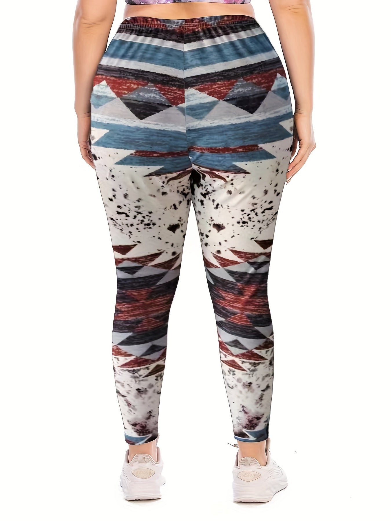  Boho Leggings Women's Plus Geometric Print Skinny Leggings