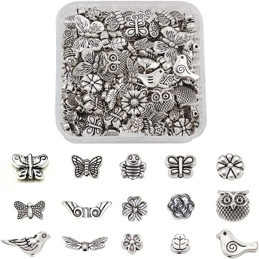 10pcs Butterfly Flower Owl Alloy Spacer Beads For DIY Jewelry Making