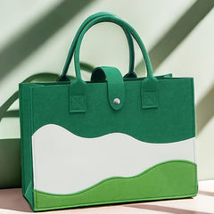 Stylish Colorblock Felt Tote Bag for Women