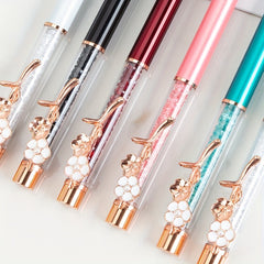 Metal Copper Quicksand Pen Flower Decoration Office School