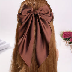 Satin Large Hair Bow Barrette Solid Hair Clip Ribbon Bow Hair Clip