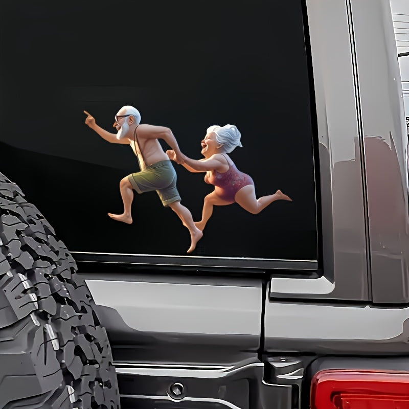 Fun Running Couple Vinyl Waterproof Decals - Smooth Scratch Cover Stickers