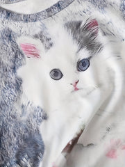 Cat 3D Print Girls T Shirt Lightweight Short Sleeve Tee for Summer