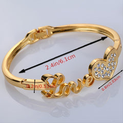 Romantic Copper Bangle Bracelet with Zirconia Inlay