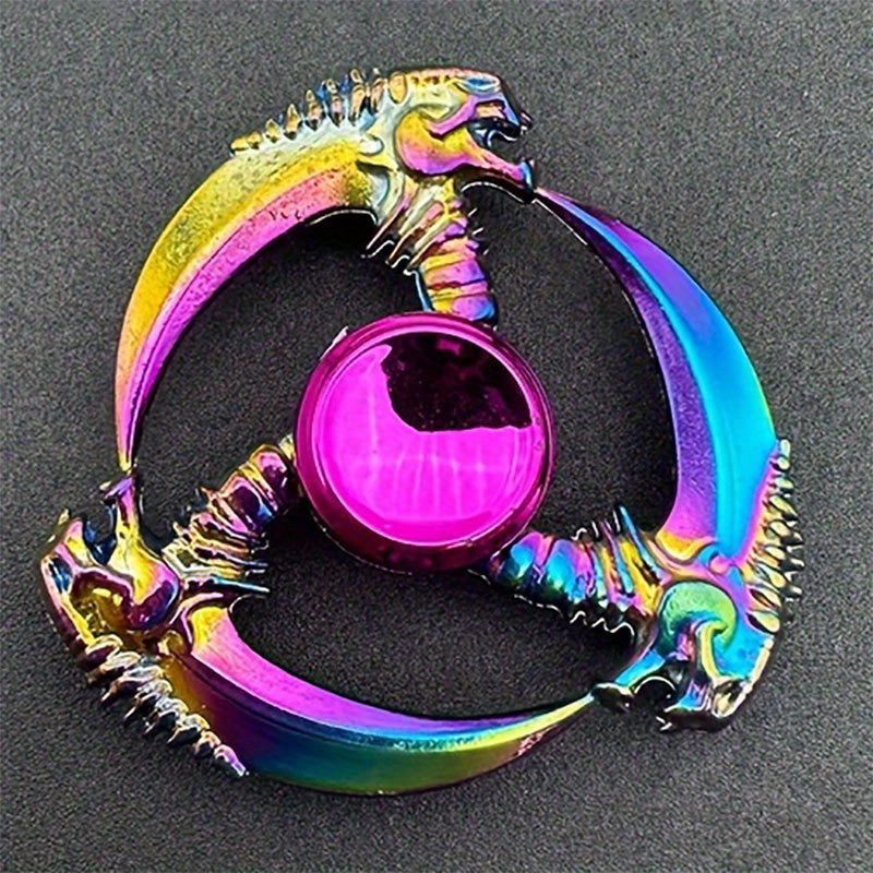 Colorful Sickle Shaped Metal Spinner Toy for Kids