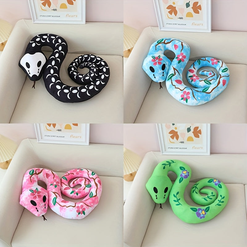 Realistic Planted Snake Plush Toy Skull Snake Peach Blossom Green Snake Doll