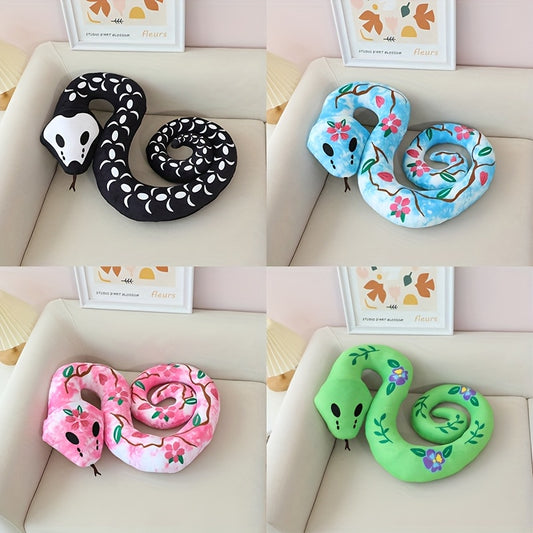 Realistic Planted Snake Plush Toy Skull Snake Peach Blossom Green Snake Doll