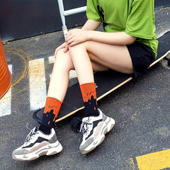 5 Pairs Colorblock Crew Socks Women's Stockings