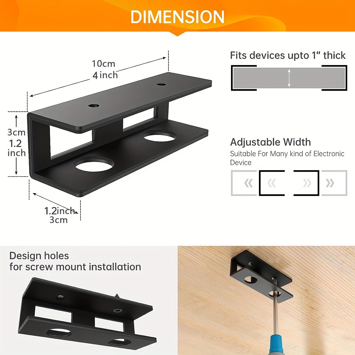 Under Desk Laptop Holder Mount with Screw - Under Table Laptop Mount Bracket
