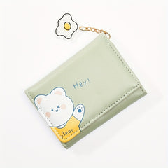 Cartoon Bear Wallet PU Leather Three Fold Coin Purse for Girls