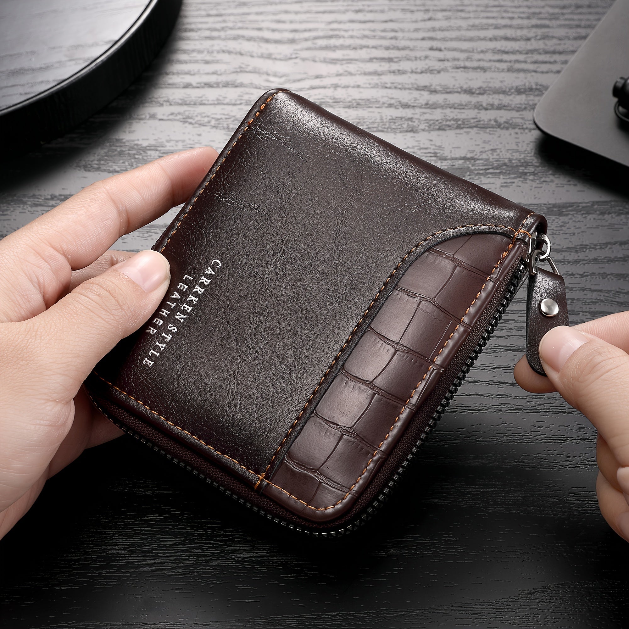 Stylish Mens Zipper Wallet with Card Slots