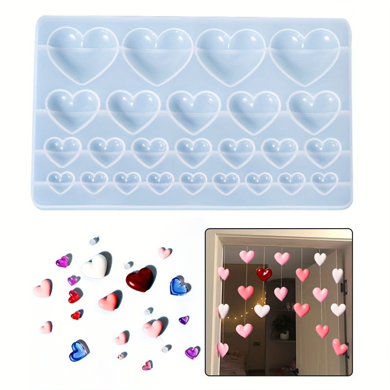 Heart Patch Resin Mold Love Pendant Epoxy Silicone DIY Craft Jewelry Making