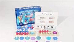 Wooden 10 Grid Math Toy with Colorful Buttons