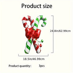 3pcs Christmas Bow Cane Balloons Decoration for Christmas Theme Party