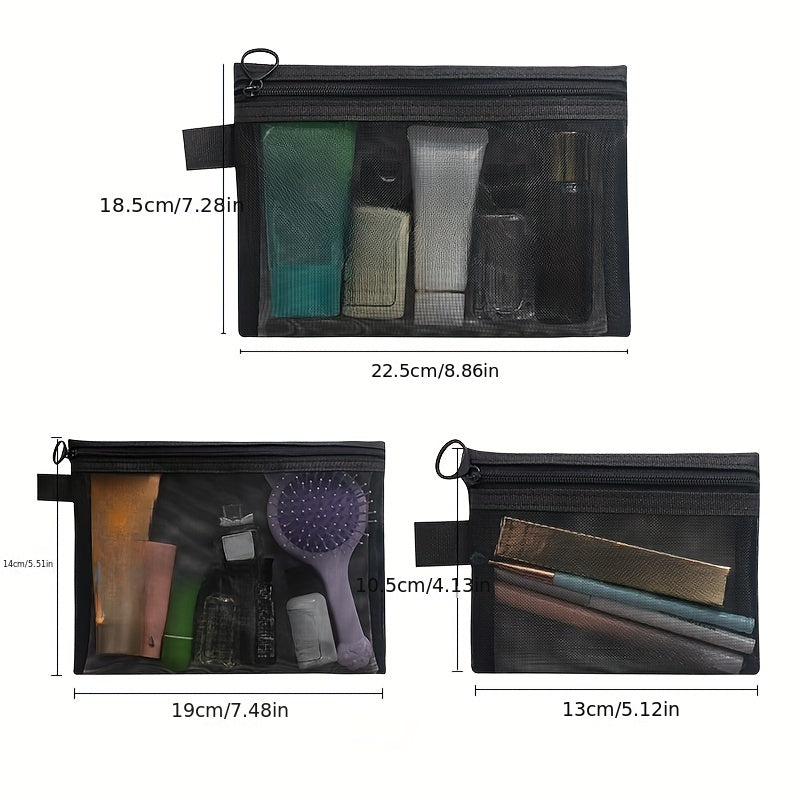 Transparent Mesh Cosmetic Storage Bag for Women Handbags