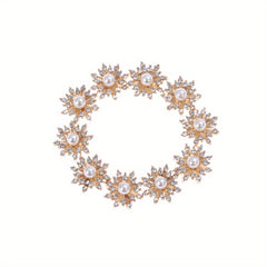 10pcs 16mm Snowflake Buttons Flatback Plating Pearl Buckle Rhinestone Button
