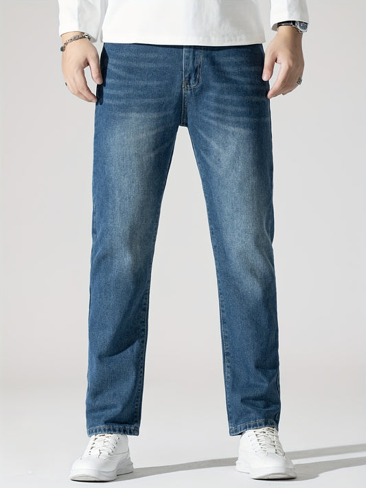 Mens Regular Washed Denim Pants Casual Street Style All Match Jeans