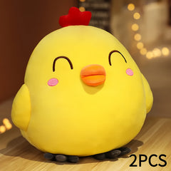 2pcs Yellow Chicken Plush Dolls Cartoon Animal Soft Fabric Perfect Gift