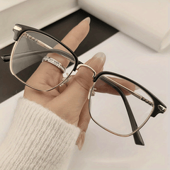 Square Anti Light Reading Glasses Unisex Rivet Decor