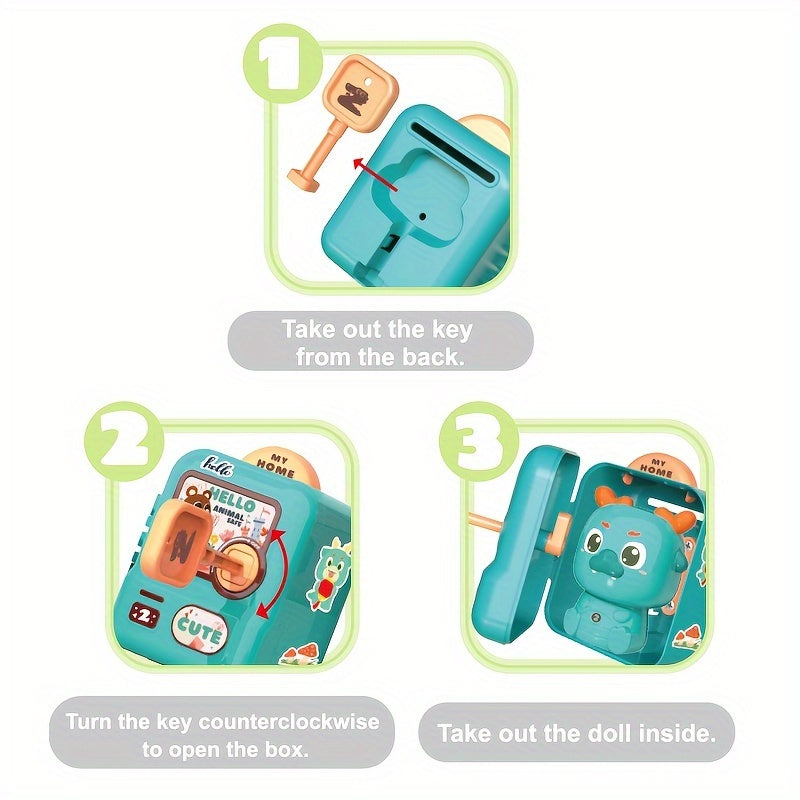 KDAYA 10pcs Animal Surprise Toy Set with Lock and Key & Shape Sorting Stackin